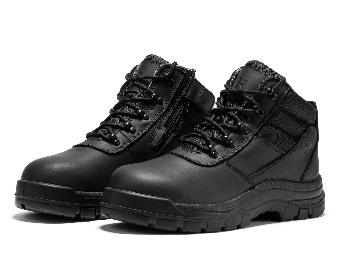 ROCKROOSTER Avalon Black 6 Inch Zip-sided Composite toe Leather Work Boots CP213BK