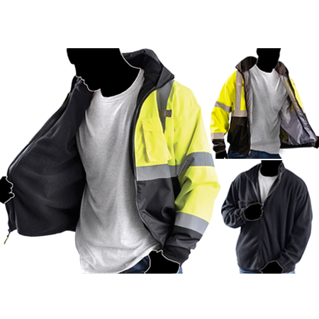 3-In-1 Black Bottom Fleece Bomber Jacket