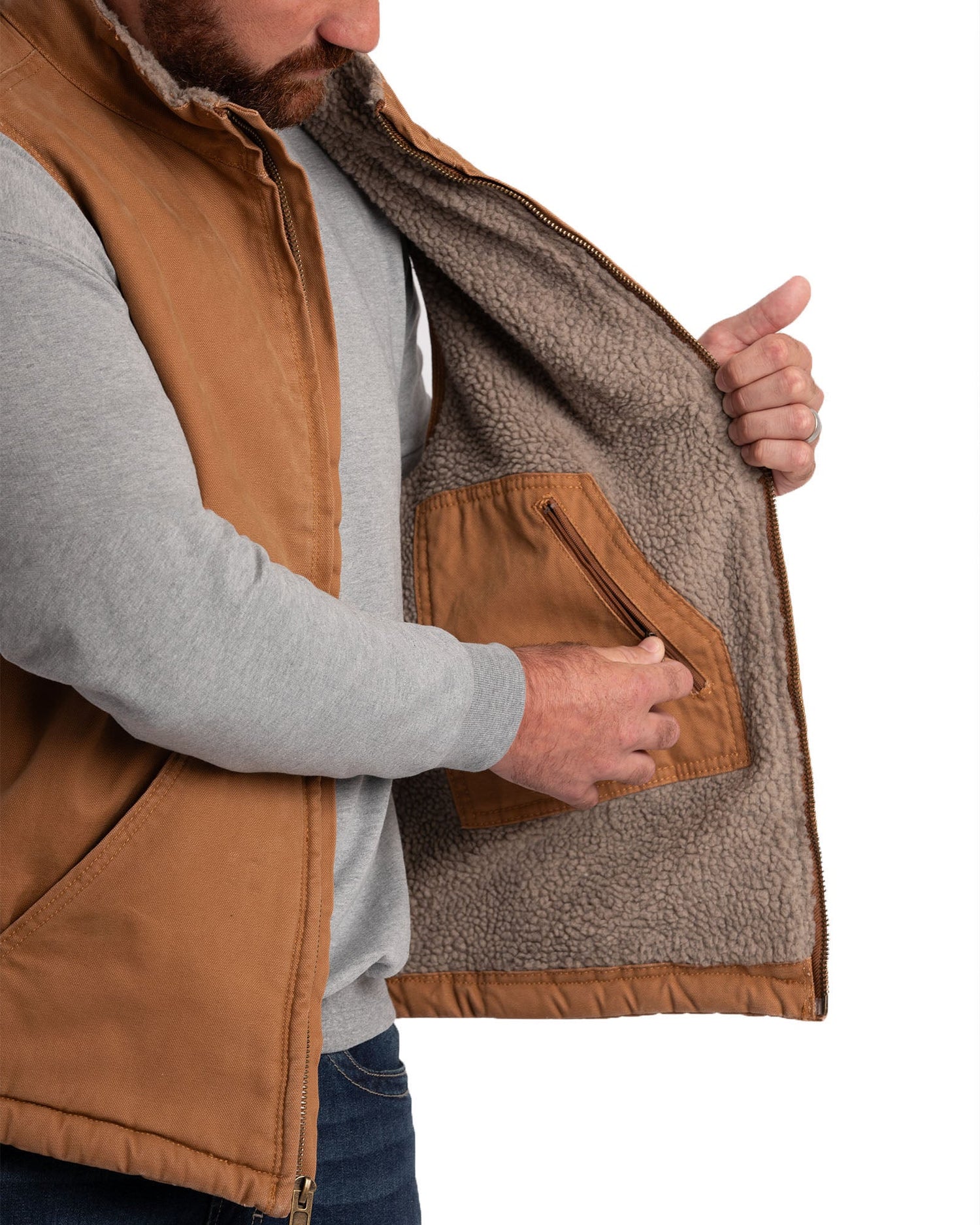 Berne Heartland Sherpa-Lined Washed Duck Vest