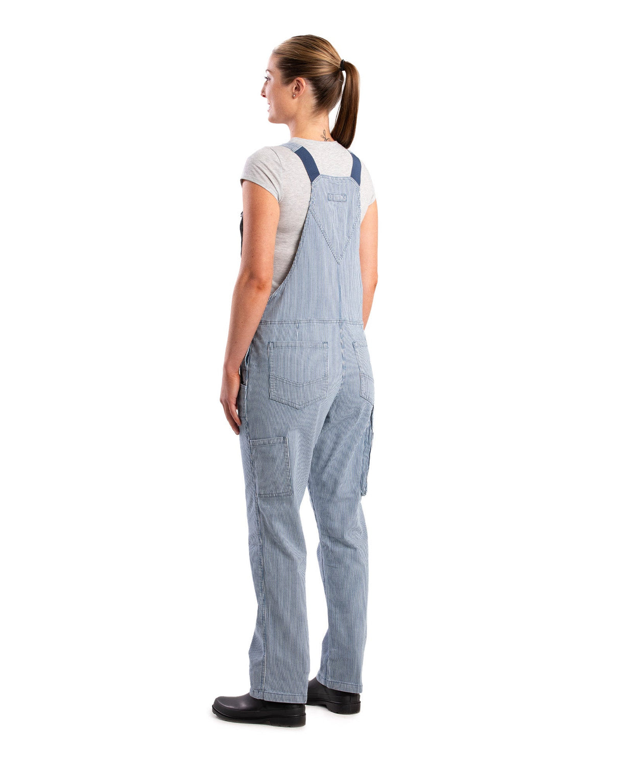 Berne Women's Vintage Washed Flex Hickory Stripe Bib Overall