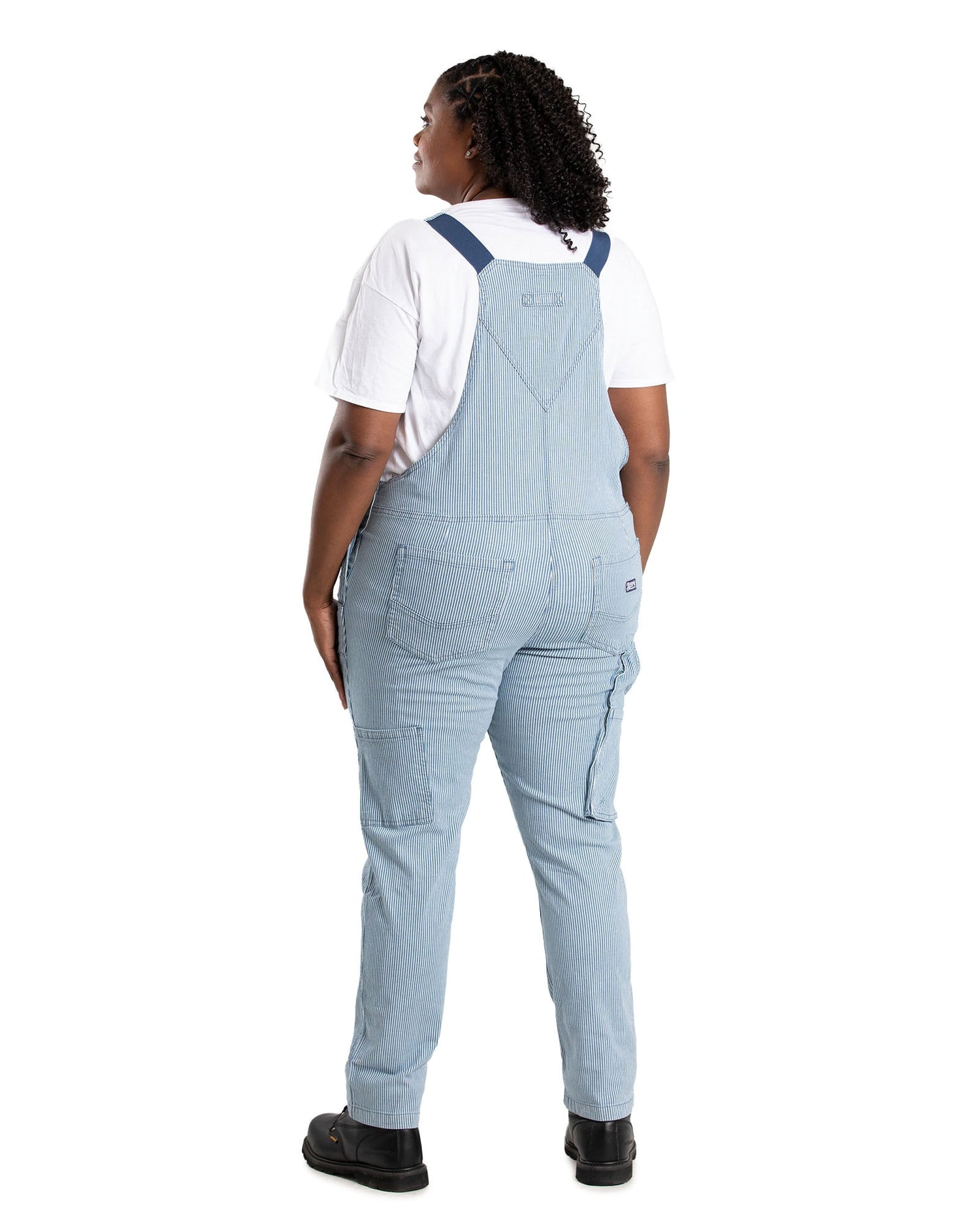 Berne Women's Vintage Washed Flex Hickory Stripe Bib Overall