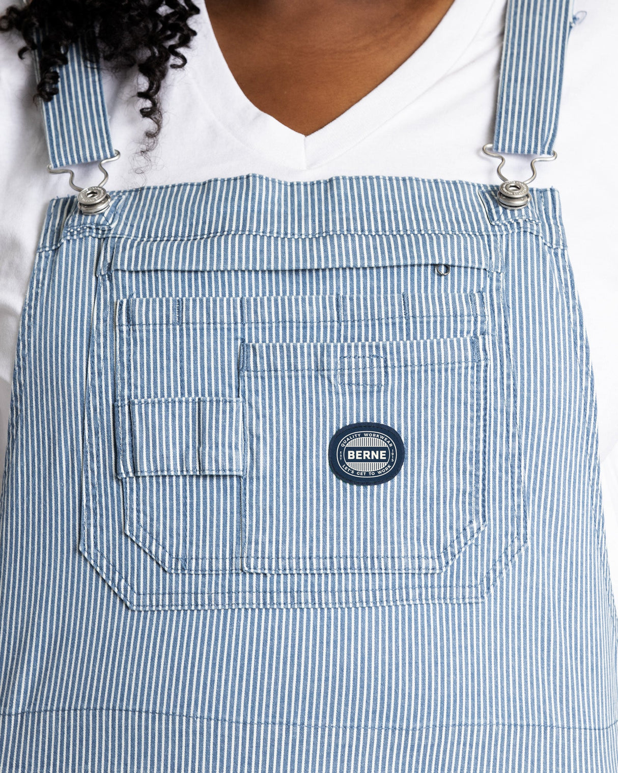 Berne Women's Vintage Washed Flex Hickory Stripe Bib Overall