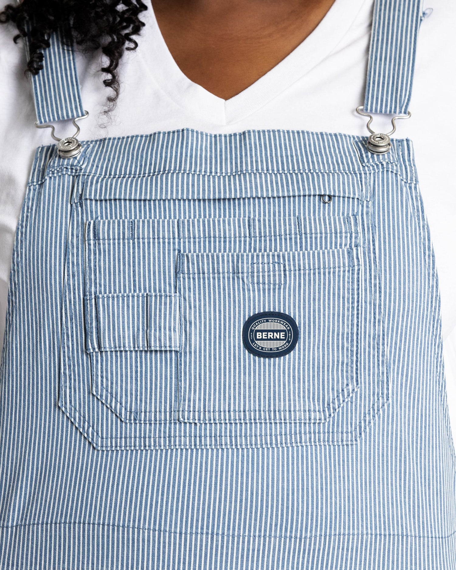 Berne Women's Vintage Washed Flex Hickory Stripe Bib Overall