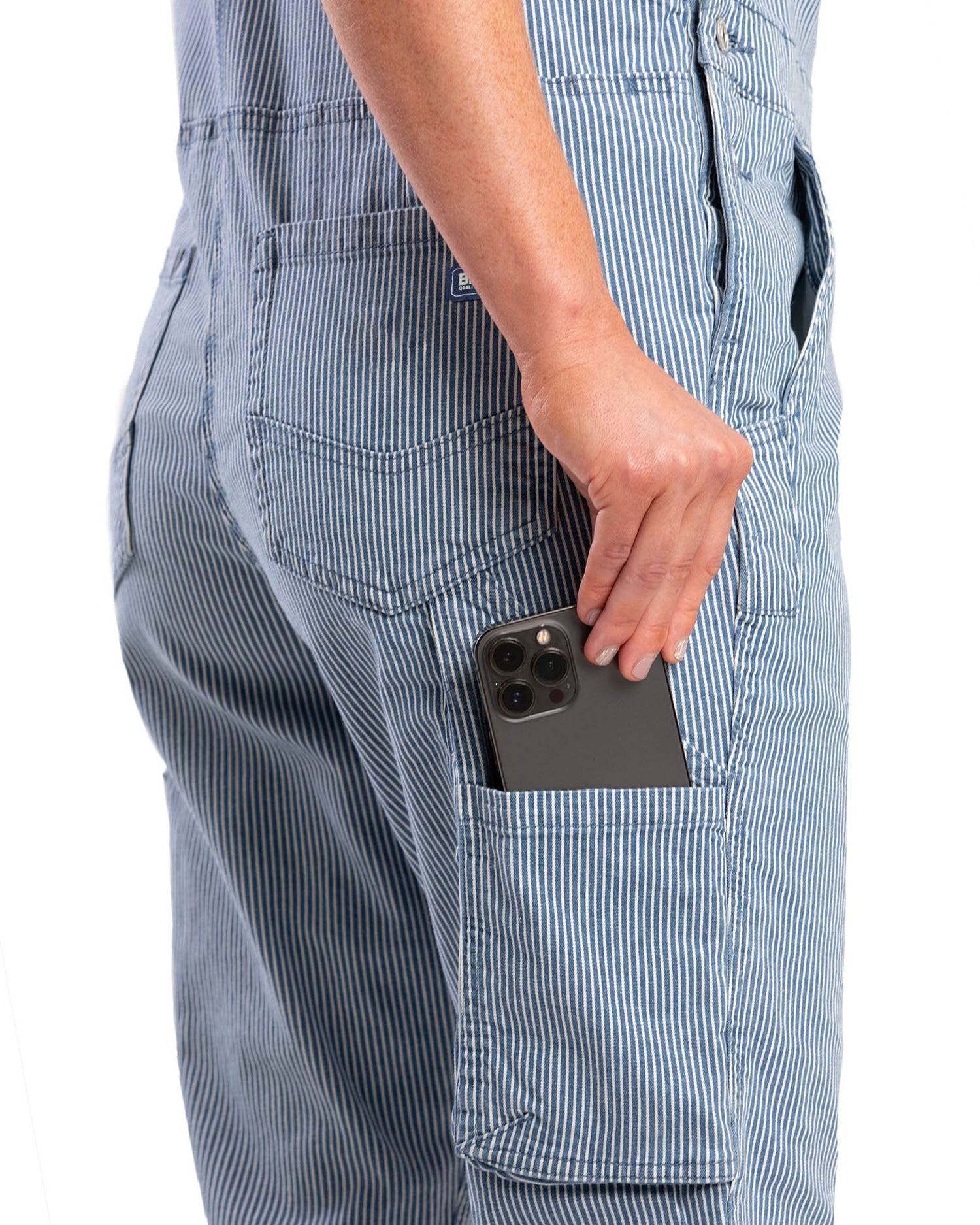 Berne Women's Vintage Washed Flex Hickory Stripe Bib Overall