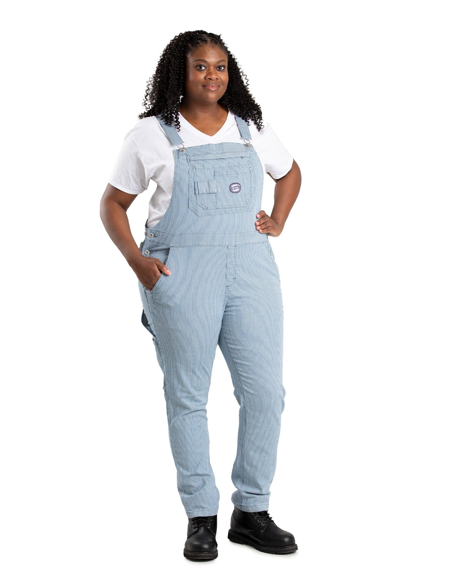 Berne Women's Vintage Washed Flex Hickory Stripe Bib Overall