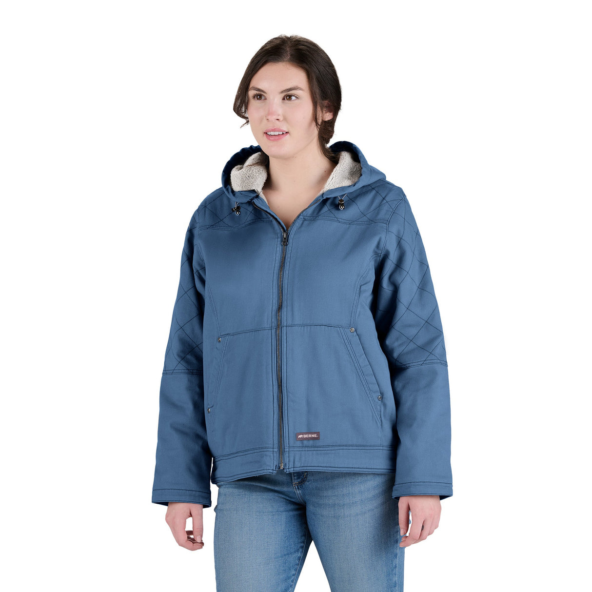 Berne Women's Sherpa-Lined Twill Hooded Jacket