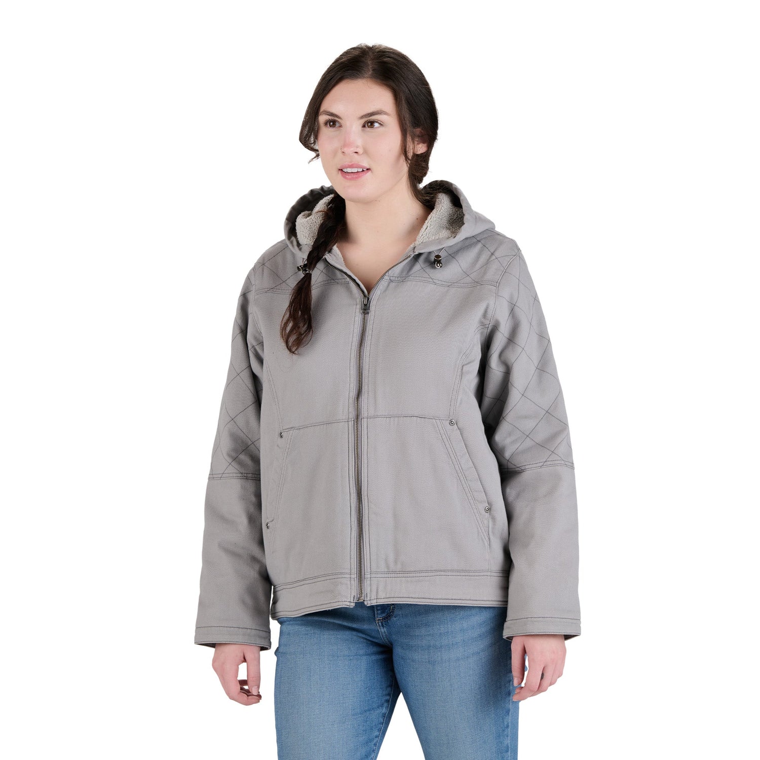 Berne Women's Sherpa-Lined Twill Hooded Jacket