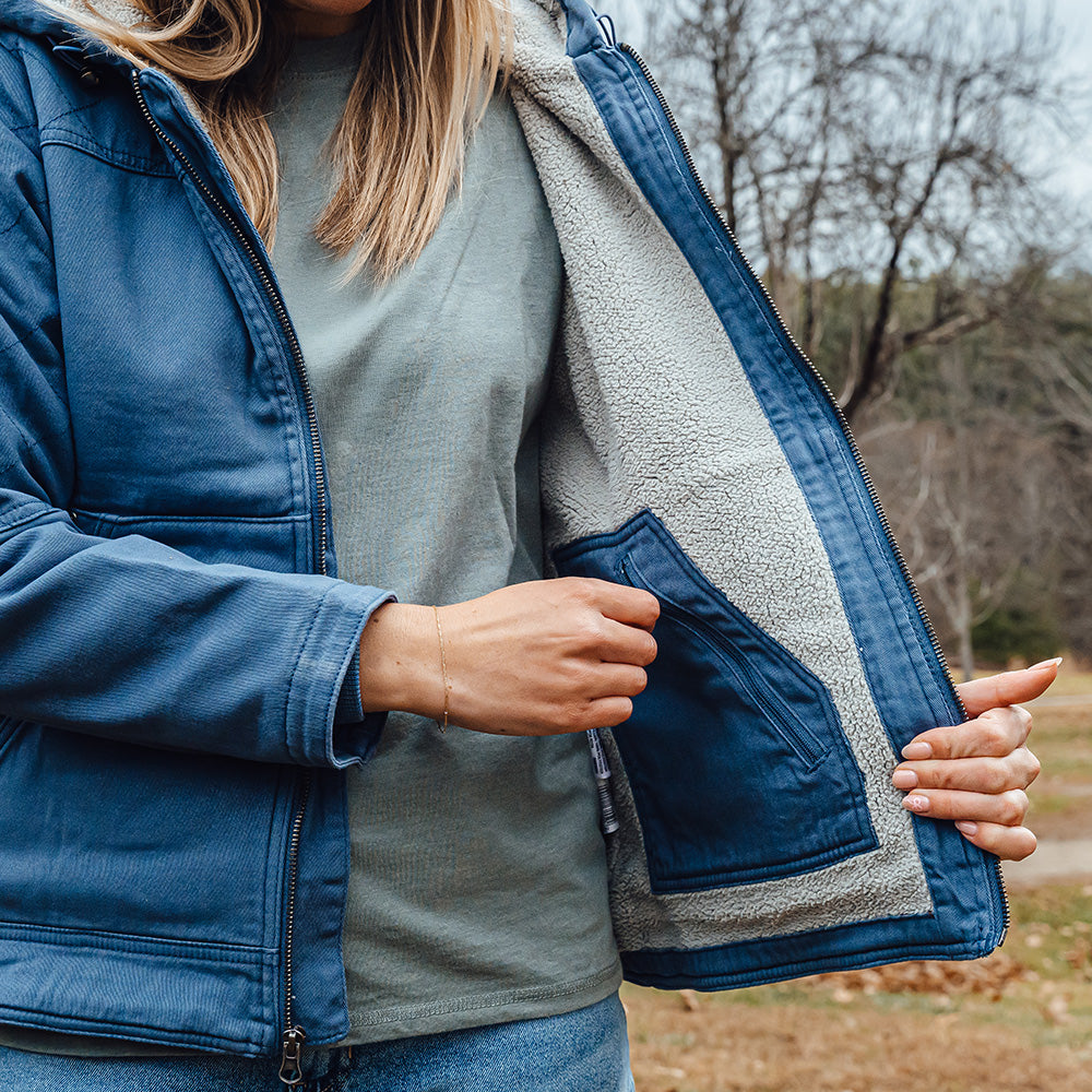 Berne Women's Sherpa-Lined Twill Hooded Jacket