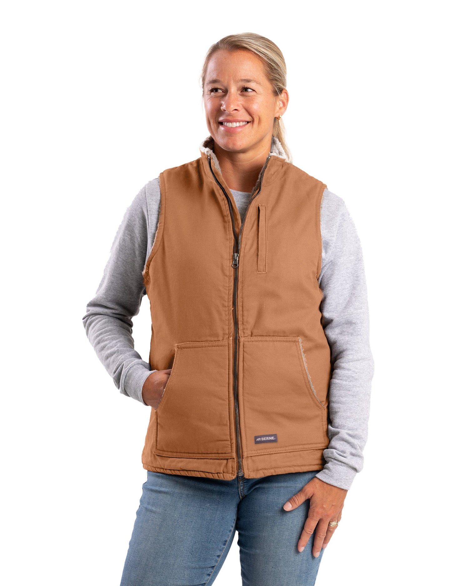 Berne Women's Sherpa-Lined Softstone Duck Vest
