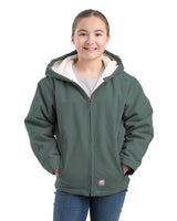 Berne Girls' Sherpa-Lined Softstone Duck Hooded Jacket