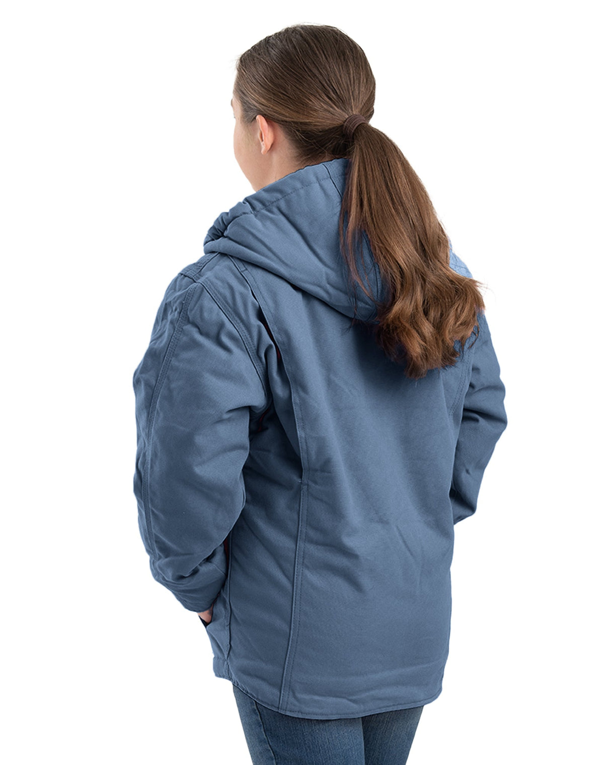 Berne Girls' Sherpa-Lined Softstone Duck Hooded Jacket