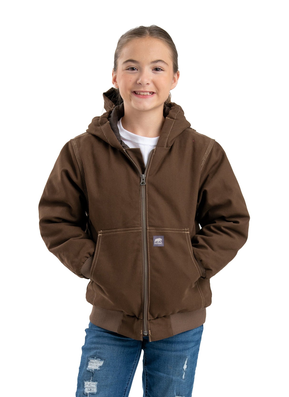 Berne Youth Highland Softstone Duck Hooded Jacket