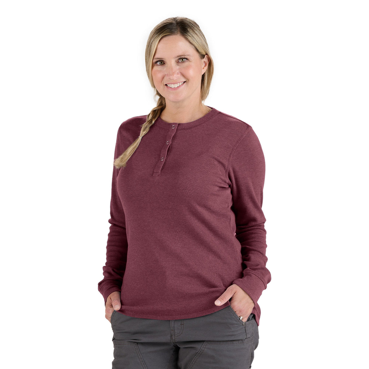 Berne Women's Heavyweight Rib-Knit Long Sleeve Henley