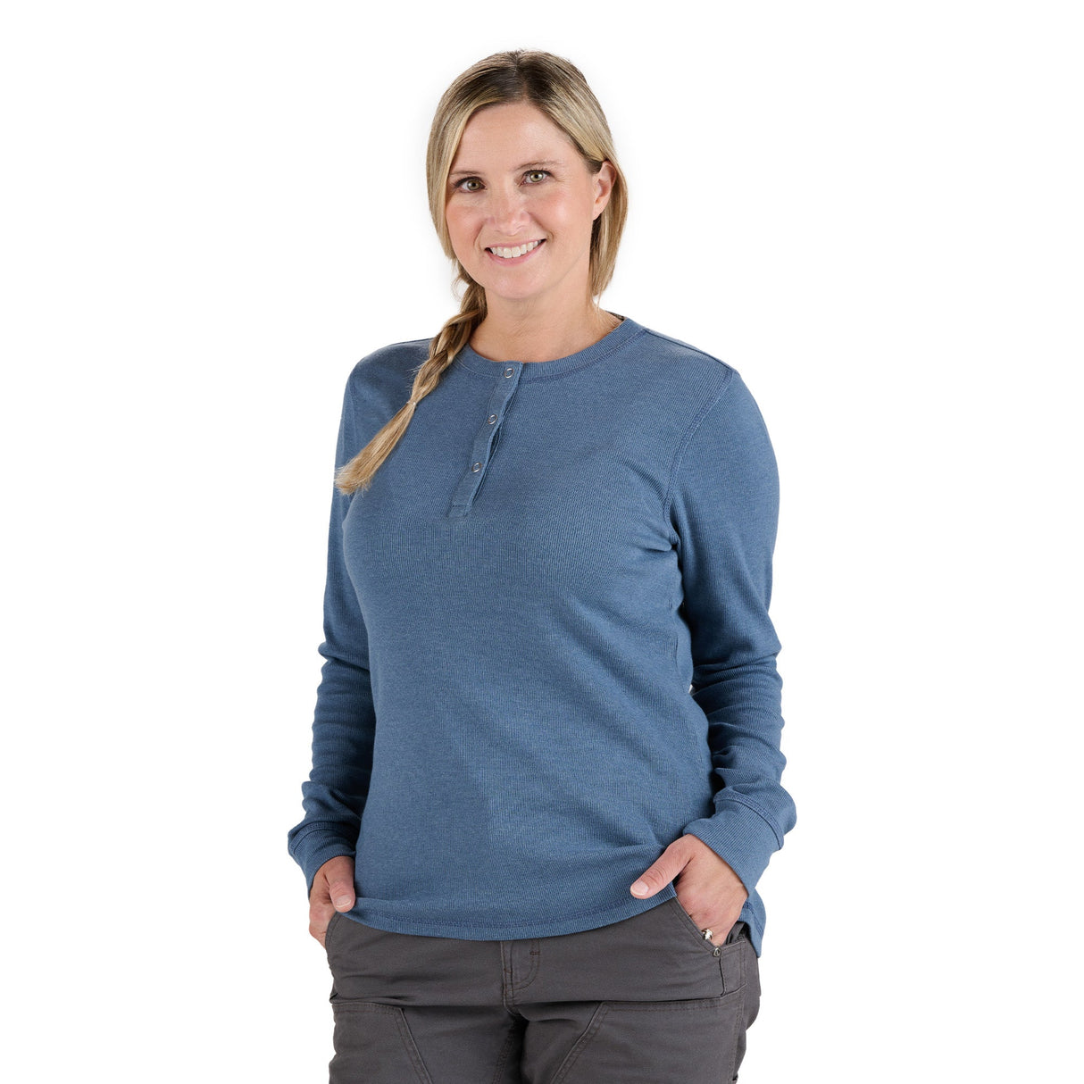 Berne Women's Heavyweight Rib-Knit Long Sleeve Henley