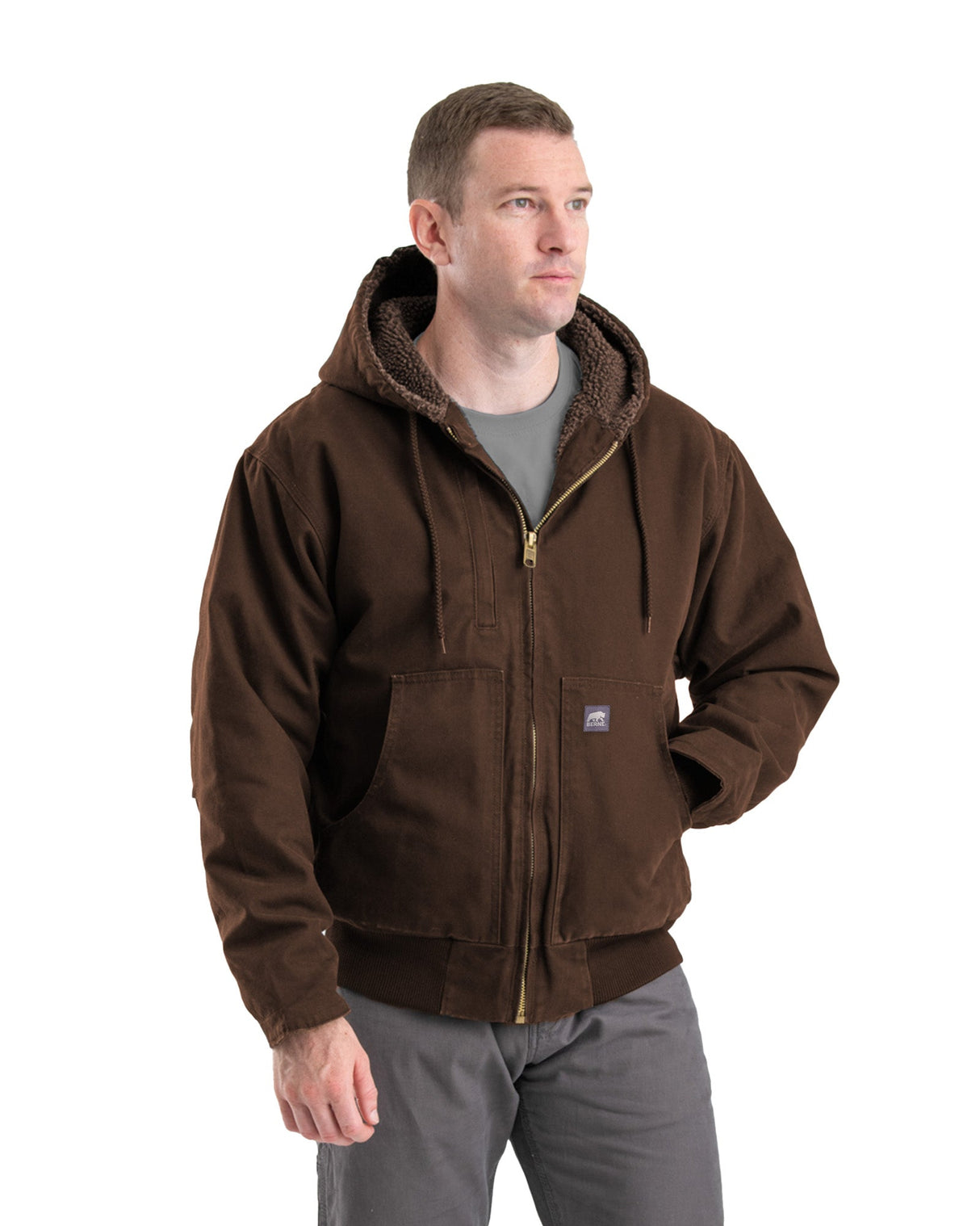 Berne Highland Flex180 Washed Duck Hooded Work Jacket