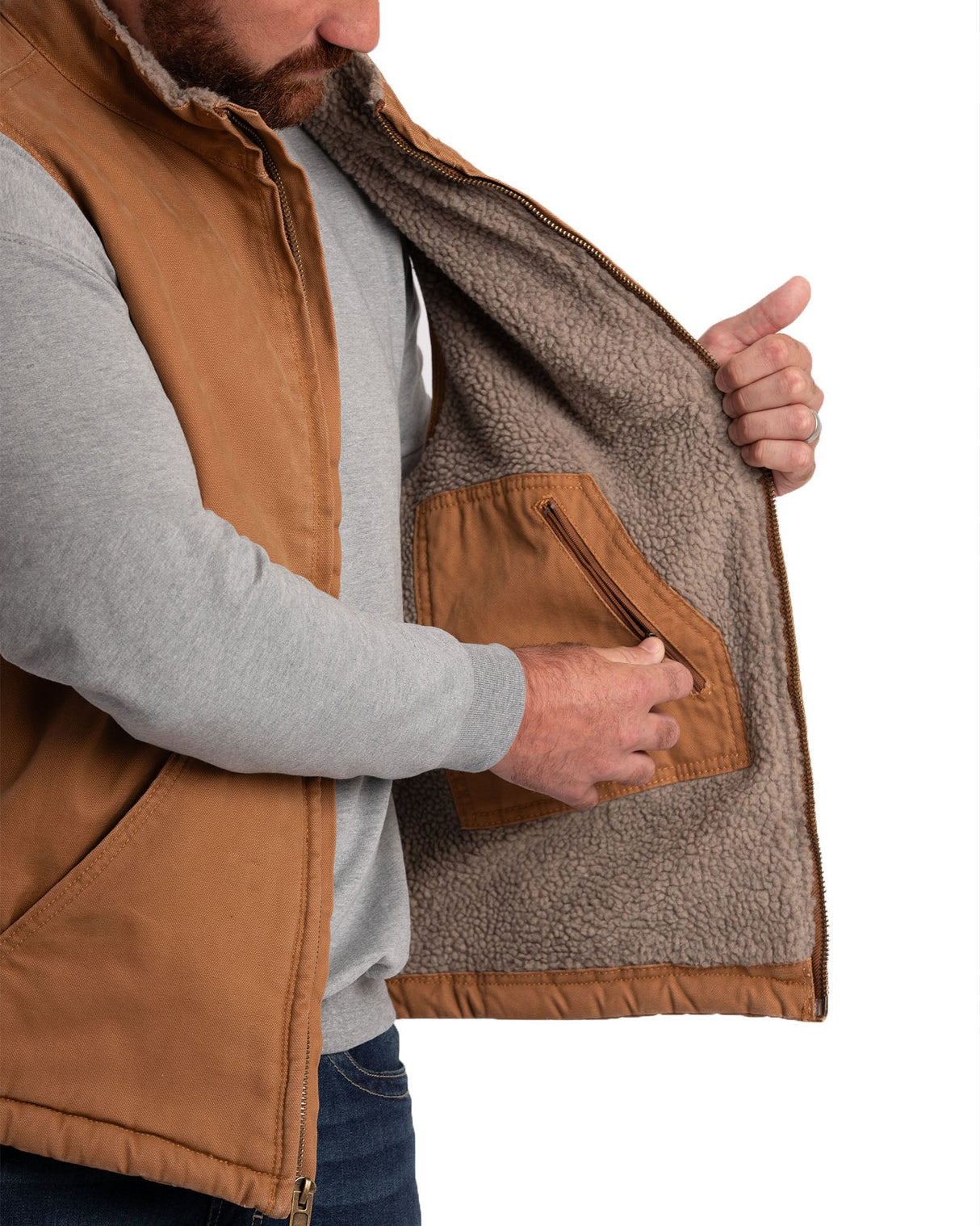 Berne Heartland Sherpa-Lined Washed Duck Vest