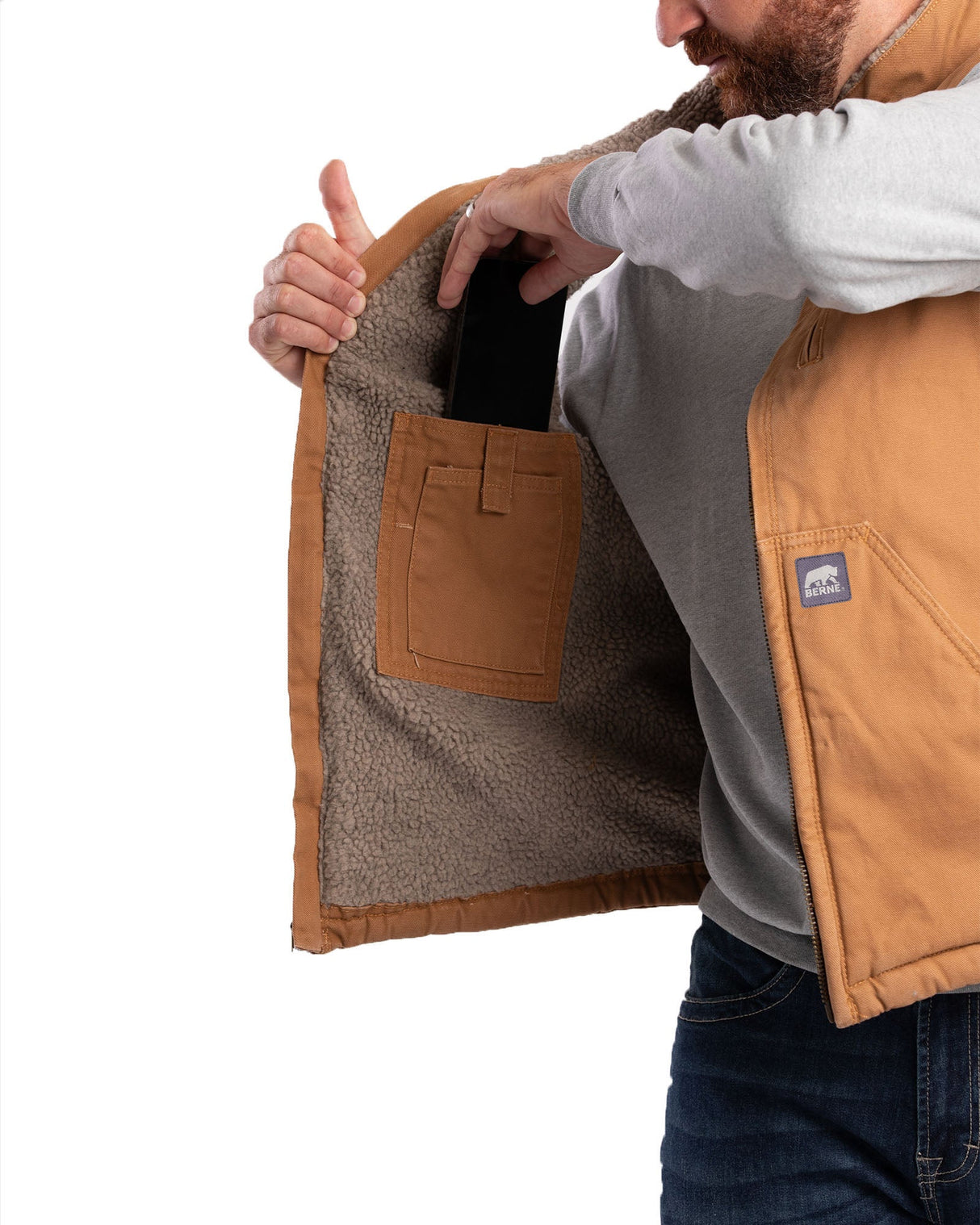 Berne Heartland Sherpa-Lined Washed Duck Vest