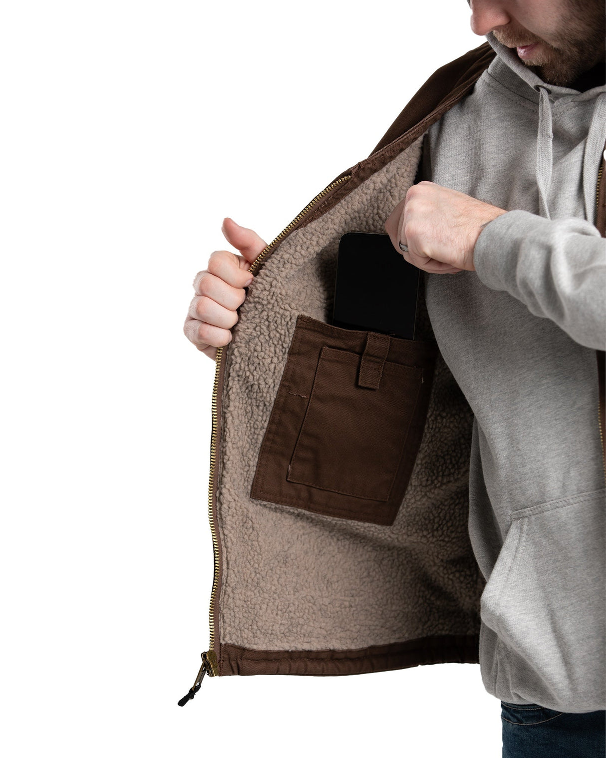 Berne Heartland Sherpa-Lined Washed Duck V-Neck Vest