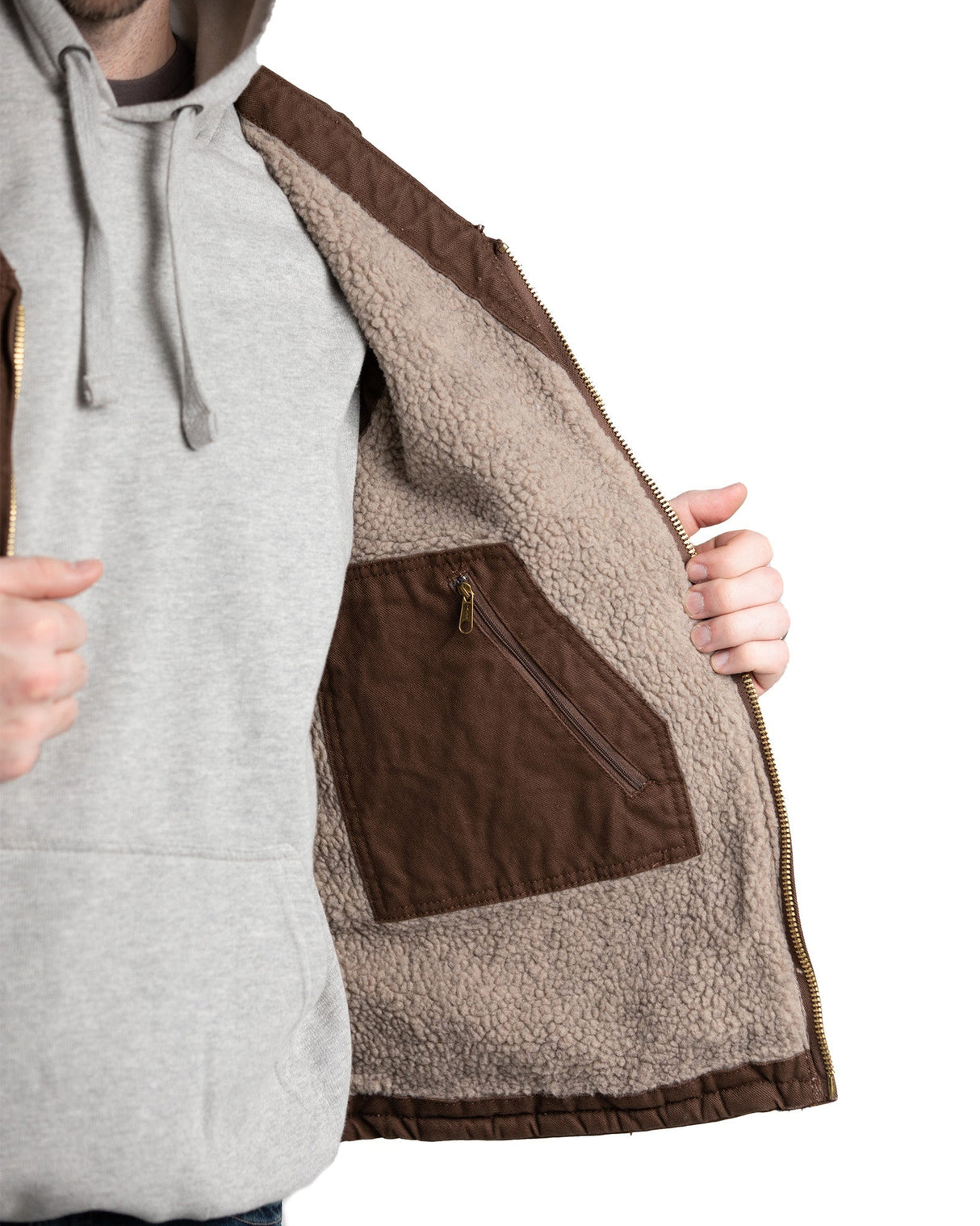 Berne Heartland Sherpa-Lined Washed Duck V-Neck Vest