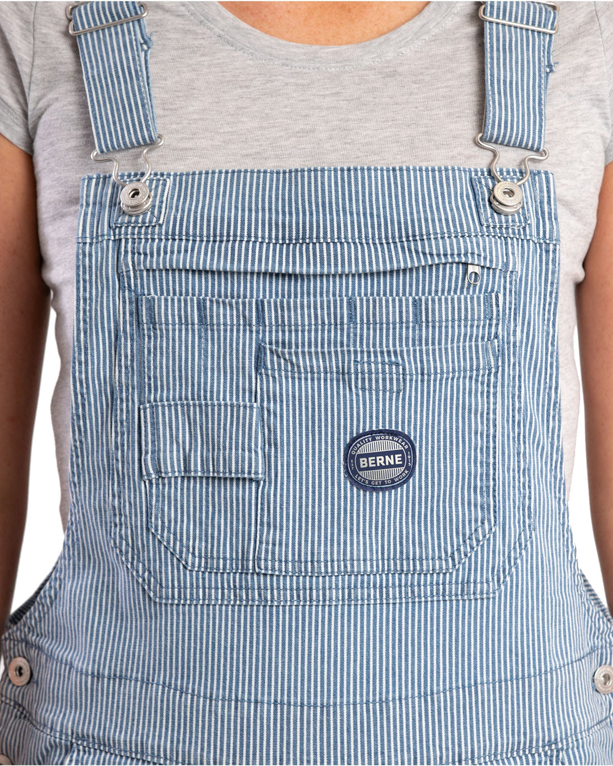 Berne Women's Vintage Washed Flex Hickory Stripe Bib Overall