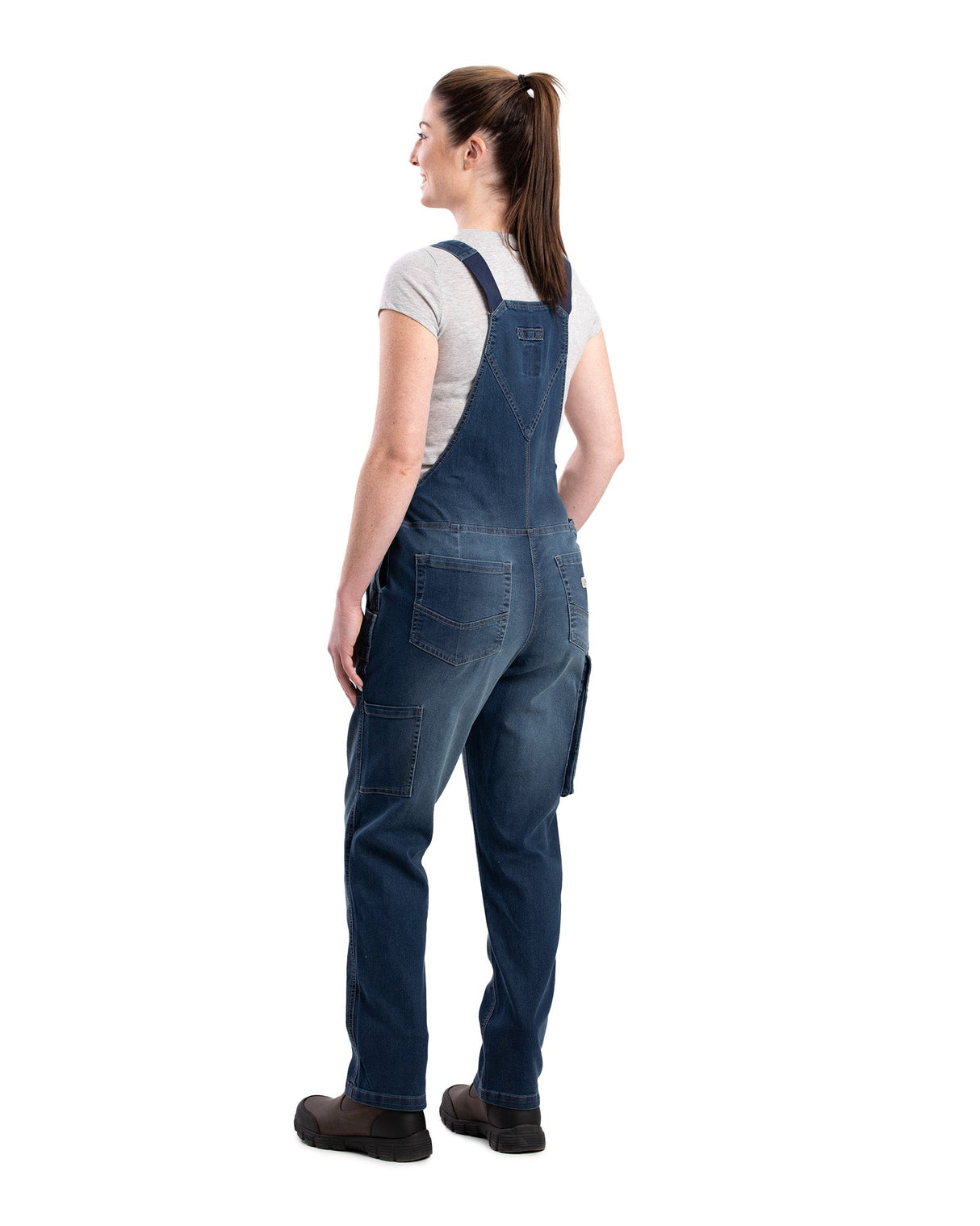 Berne Women's Vintage Washed Flex Denim Bib Overall