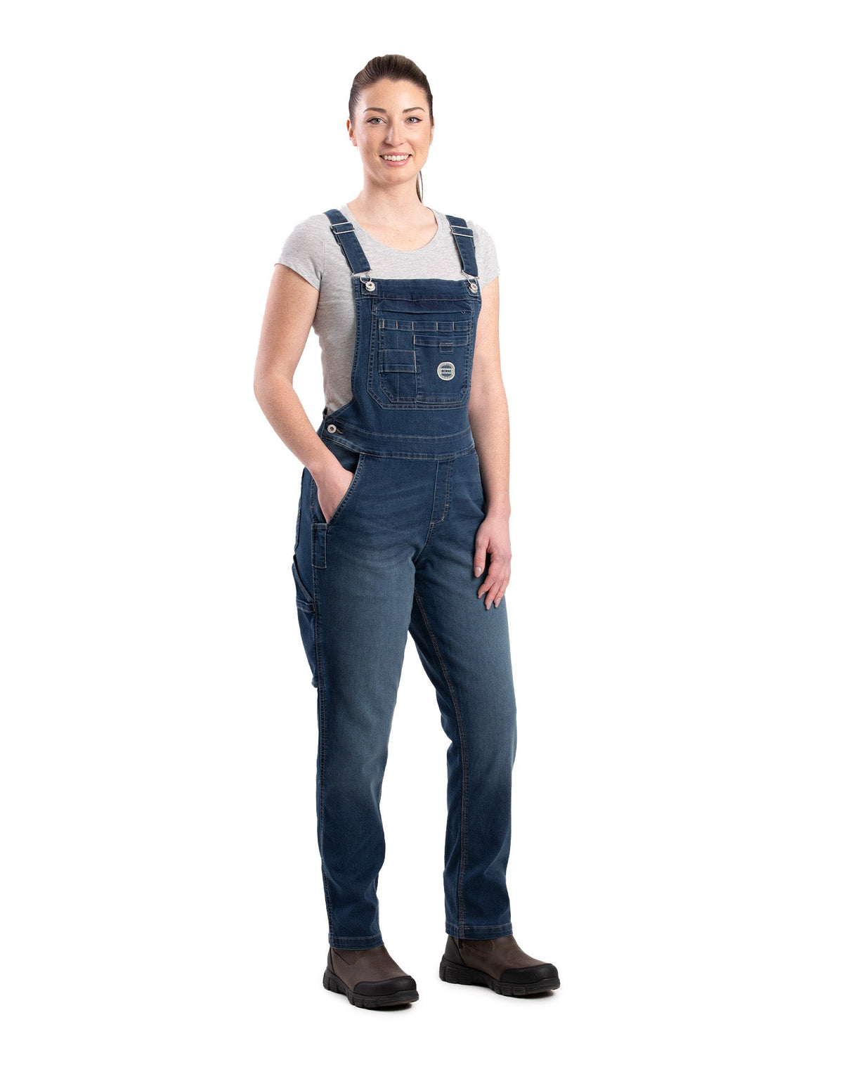 Berne Women's Vintage Washed Flex Denim Bib Overall