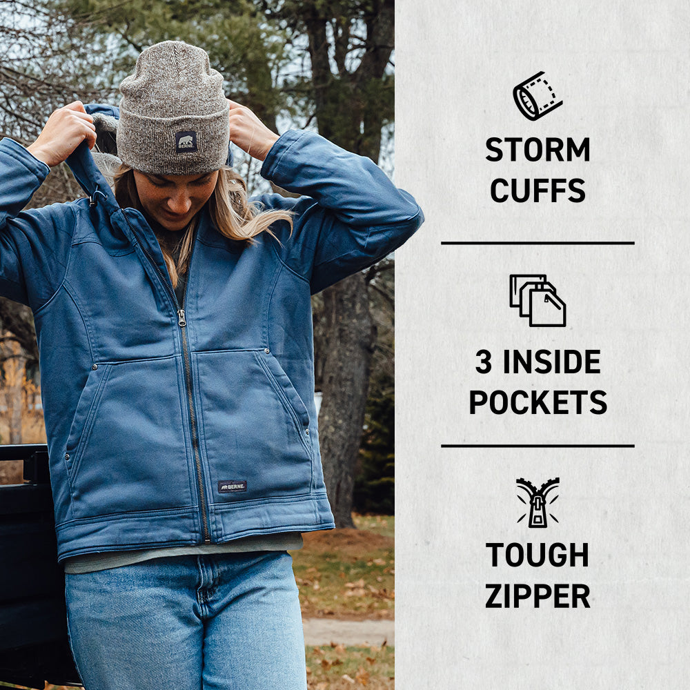 Berne Women's Sherpa-Lined Twill Hooded Jacket