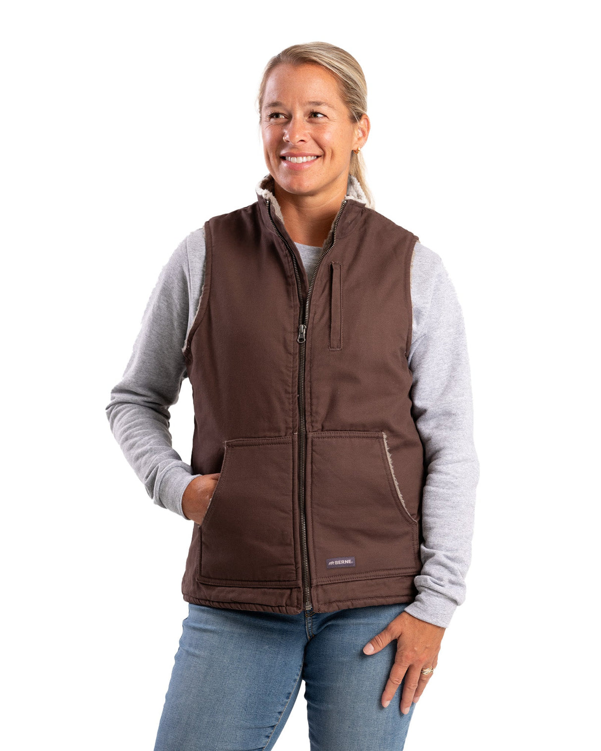 Berne Women's Sherpa-Lined Softstone Duck Vest