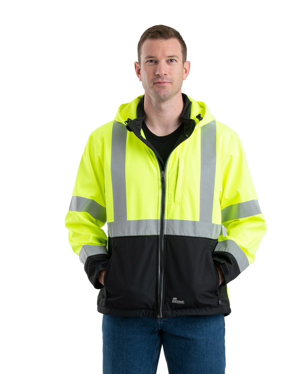 Berne Hi Vis Class 3 Hooded Softshell Jacket