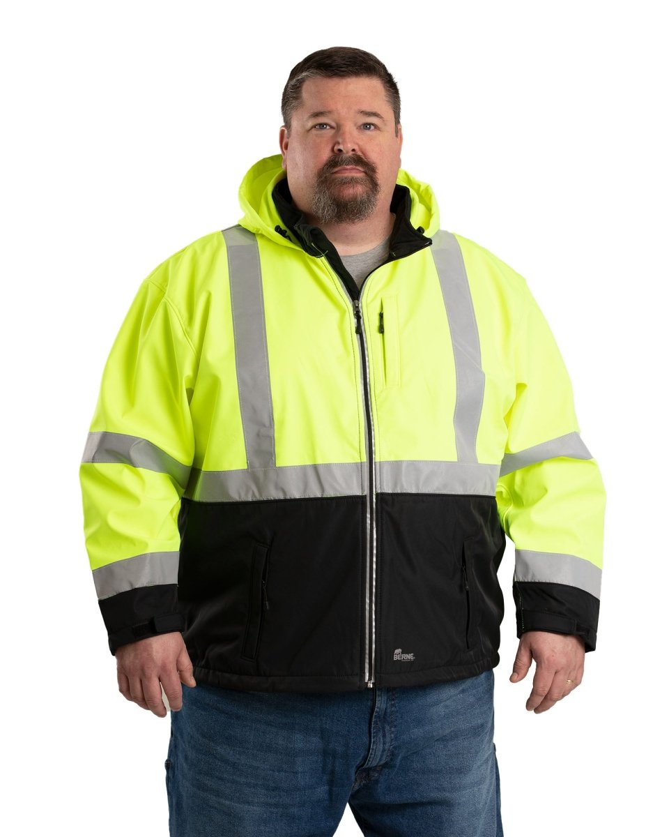 Berne Hi Vis Class 3 Hooded Softshell Jacket