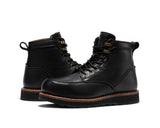 ROCKROOSTER Edgewood Men's 6 Inch Black Steel Toe Wedge Work Boots SAP610BK