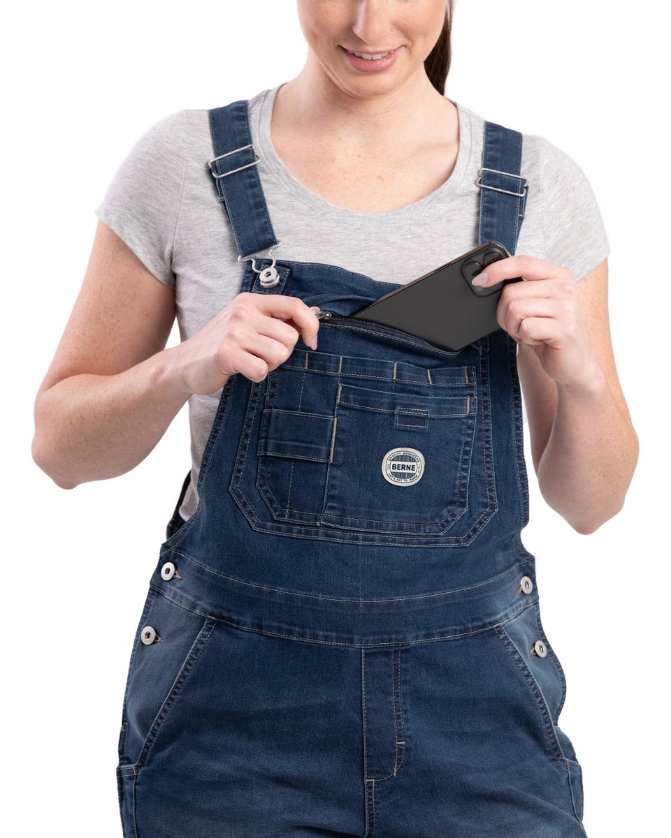 Berne Women's Vintage Washed Flex Denim Bib Overall
